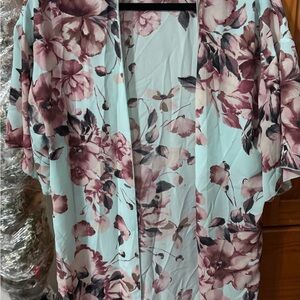 J.O.A. Light Blue Floral Kimono